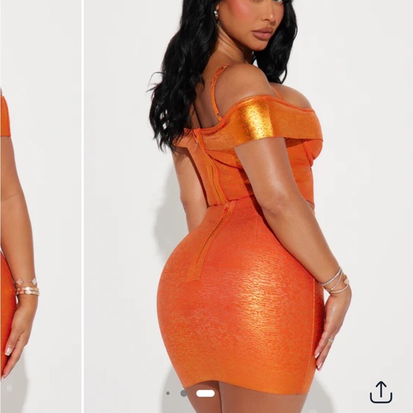 Metallic Bandage Orange Skirt Set - Picture 3 of 7